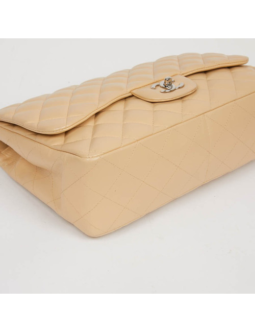  Sac à rabat CHANEL cuir d'agneau beige