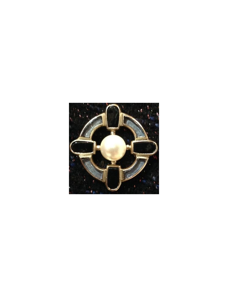 Veste CHANEL en tweed noir et rouge irisé avec ceinture