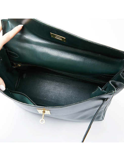 HERMES Kelly 35 cuir box vert
