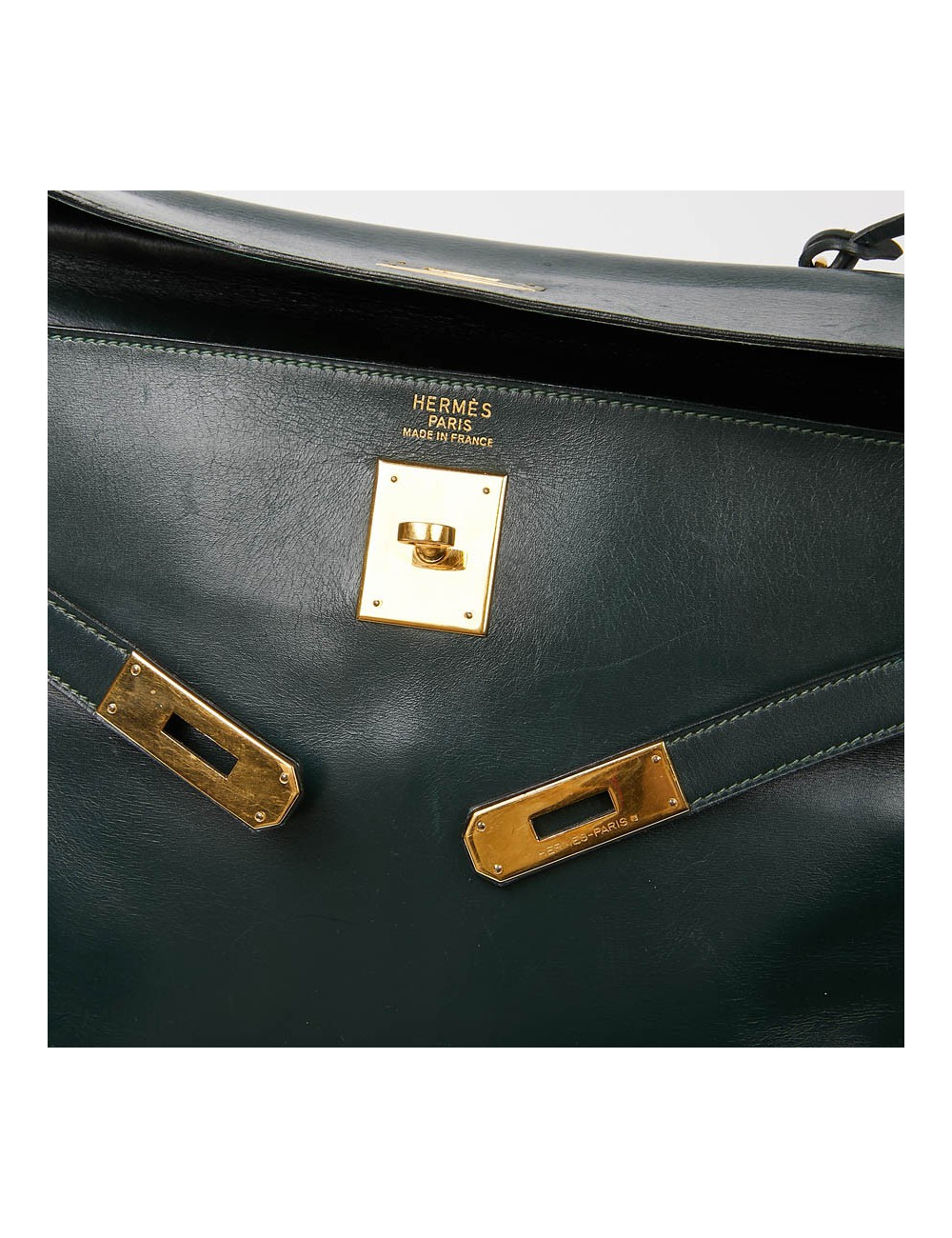 HERMES Kelly 35 cuir box vert