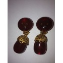 Ear MARGUERITE DE VALOIS in Ruby glass and golden metal clips