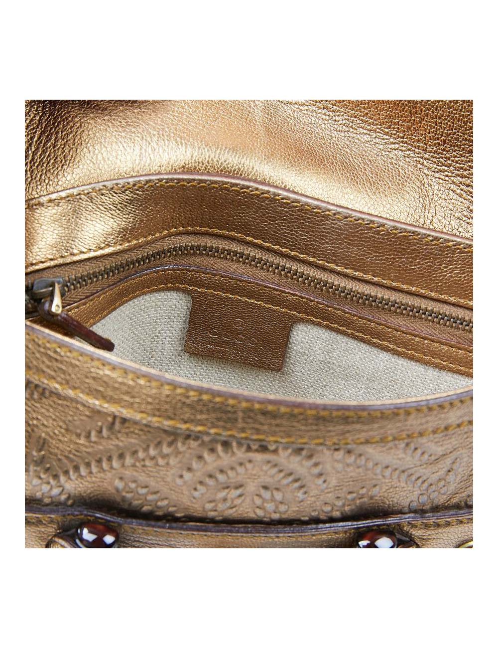 Sac à main GUCCI cuir embossé doré