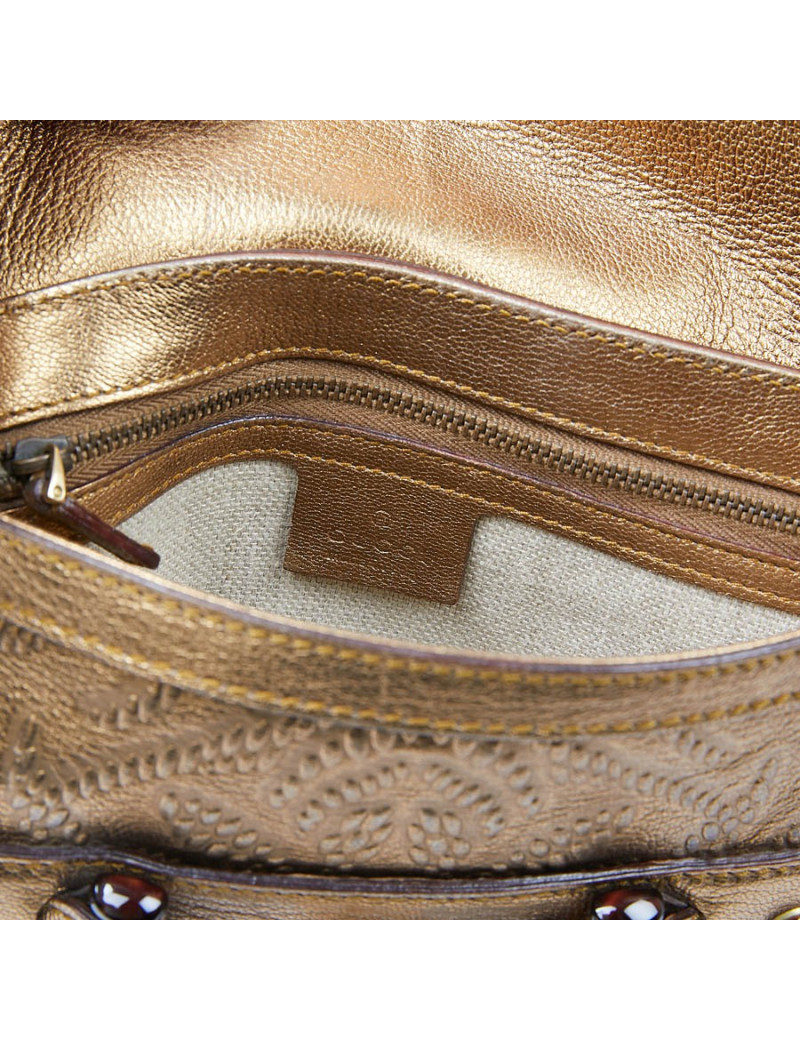 Sac à main GUCCI cuir embossé doré