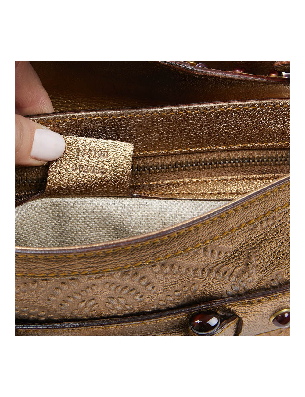 Sac à main GUCCI cuir embossé doré