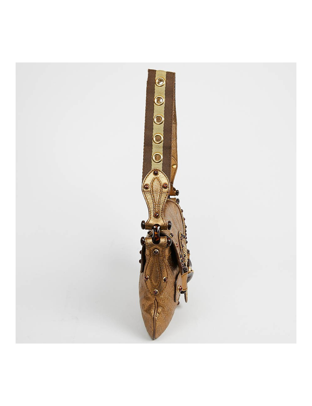 Sac à main GUCCI cuir embossé doré