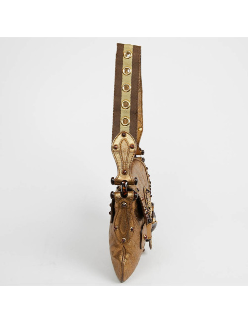 Sac à main GUCCI cuir embossé doré