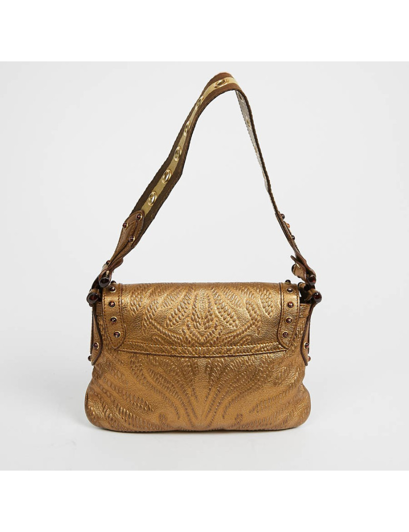 Sac à main GUCCI cuir embossé doré