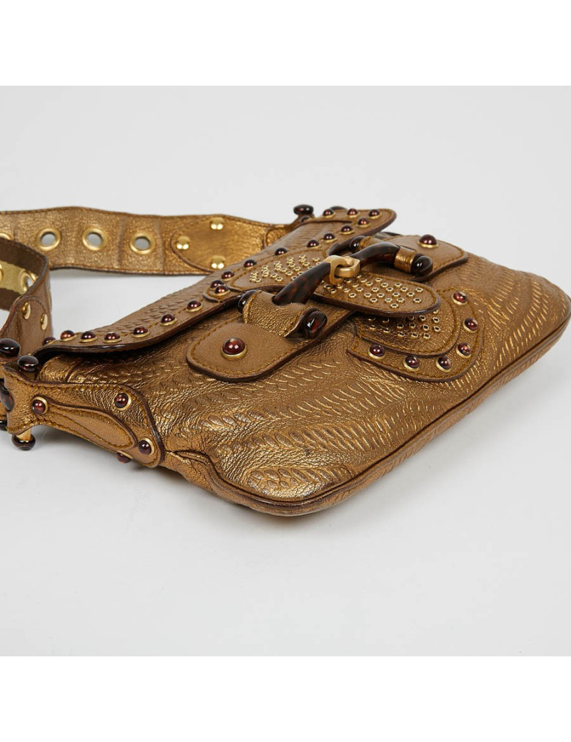 Sac à main GUCCI cuir embossé doré