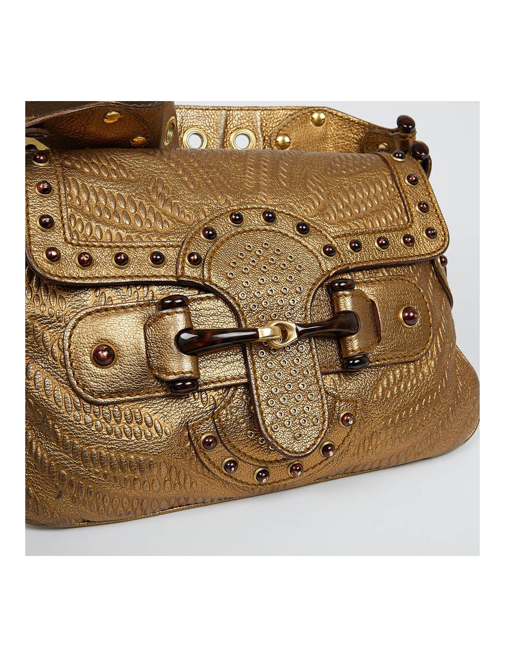 Sac à main GUCCI cuir embossé doré