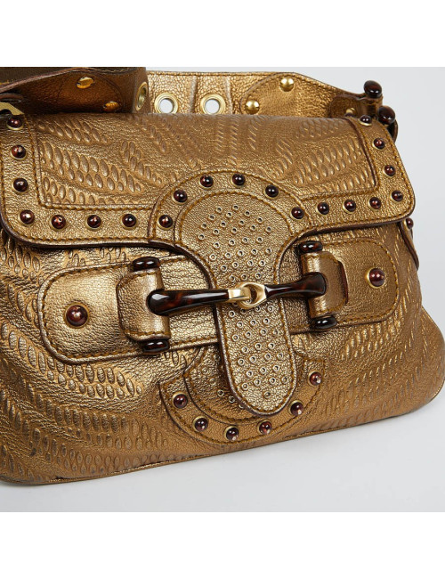 Sac à main GUCCI cuir embossé doré