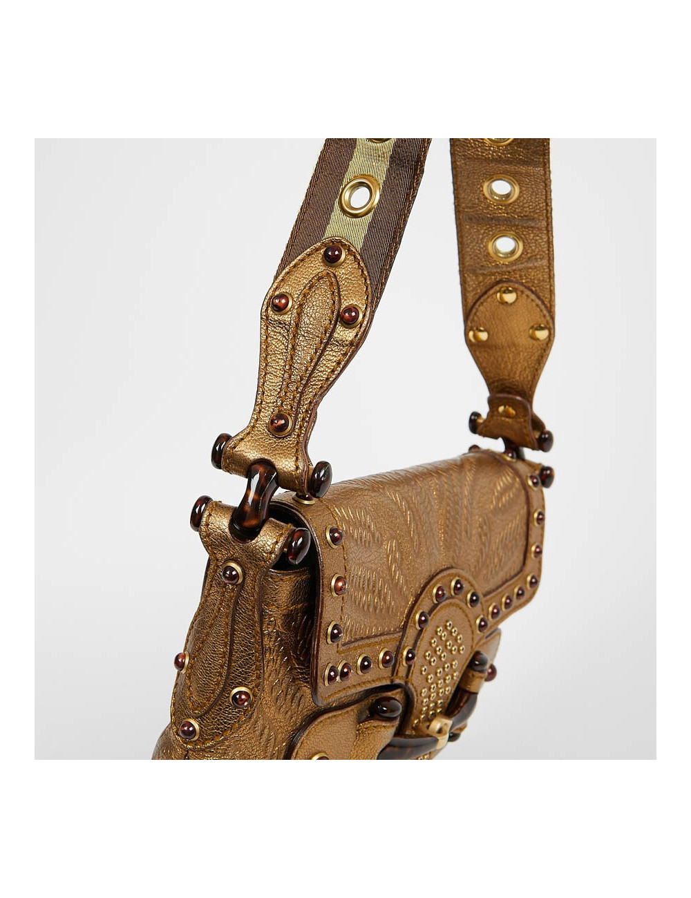 Sac à main GUCCI cuir embossé doré