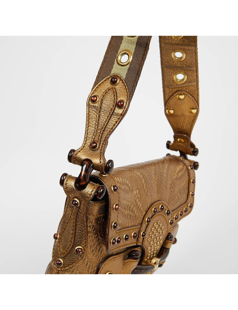 Sac à main GUCCI cuir embossé doré