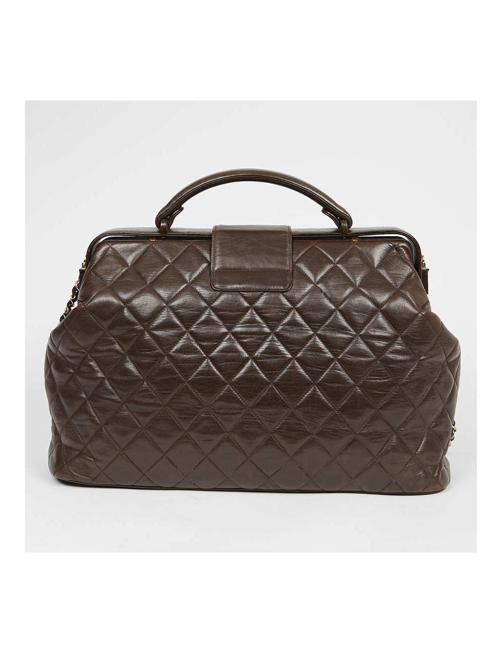 Malette CHANEL cuir matelassé marron Vintage