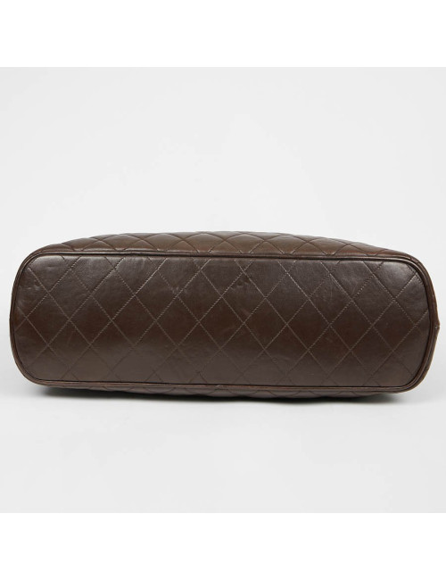 Malette CHANEL cuir matelassé marron Vintage
