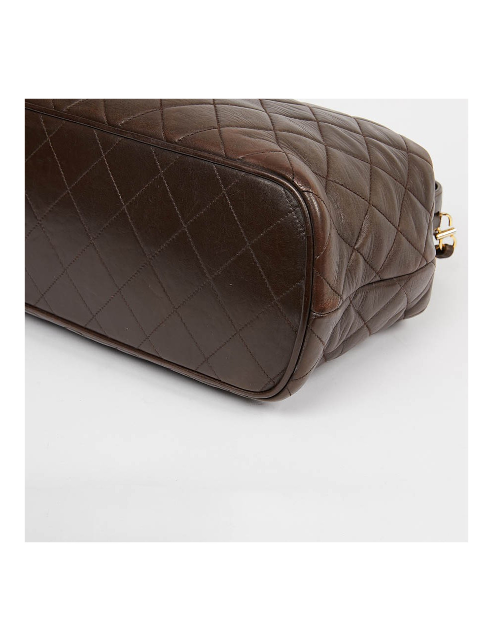 Malette CHANEL cuir matelassé marron Vintage