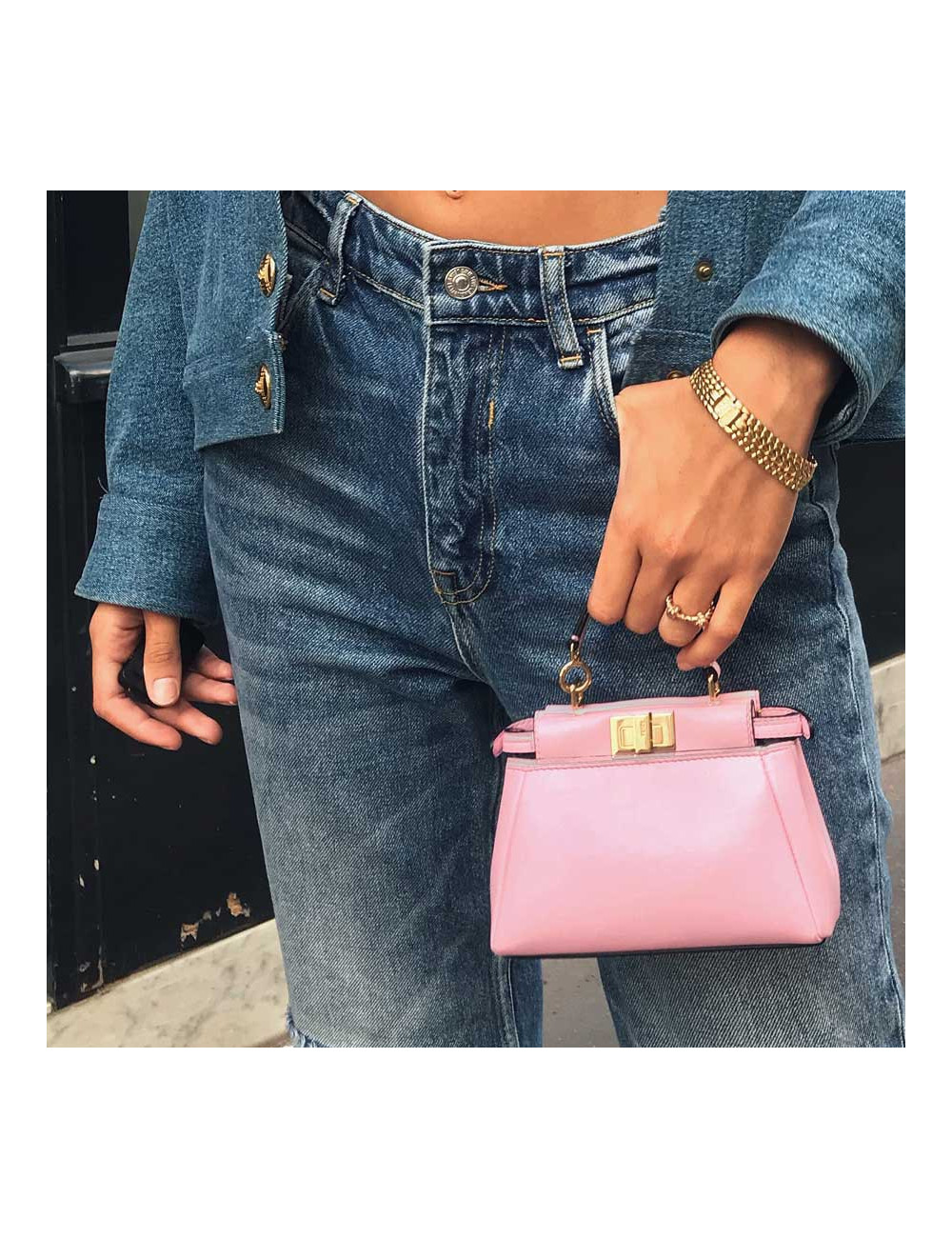 Mini Peekaboo FENDI cuir rose