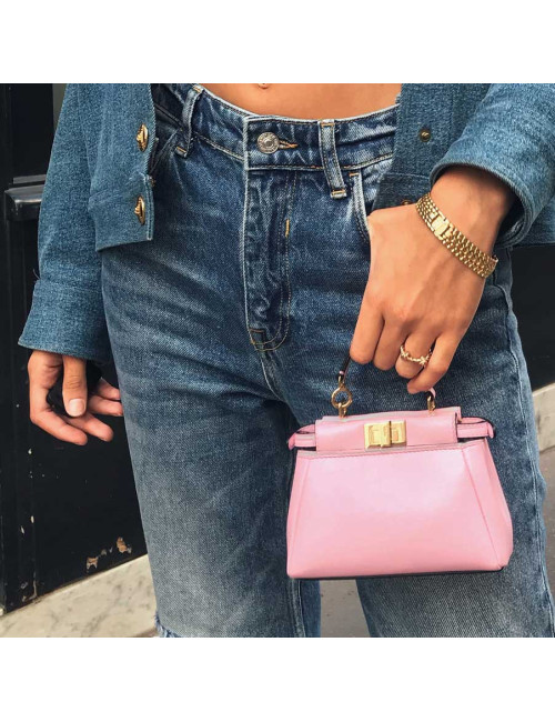 Mini Peekaboo FENDI cuir rose
