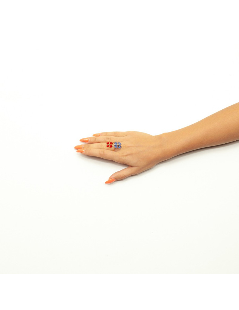 Bague fleurette MARGUERITE DE VALOIS saphir rubis