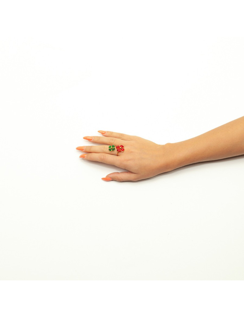 Bague fleurette MARGUERITE DE VALOIS rubis émeraude