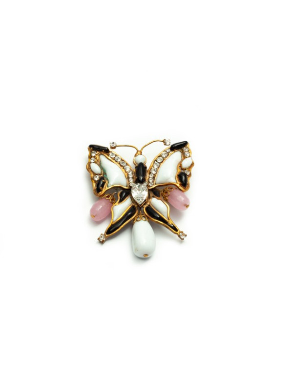 Broche Papillon noir et blanc MARGUERITE DE VALOIS 2