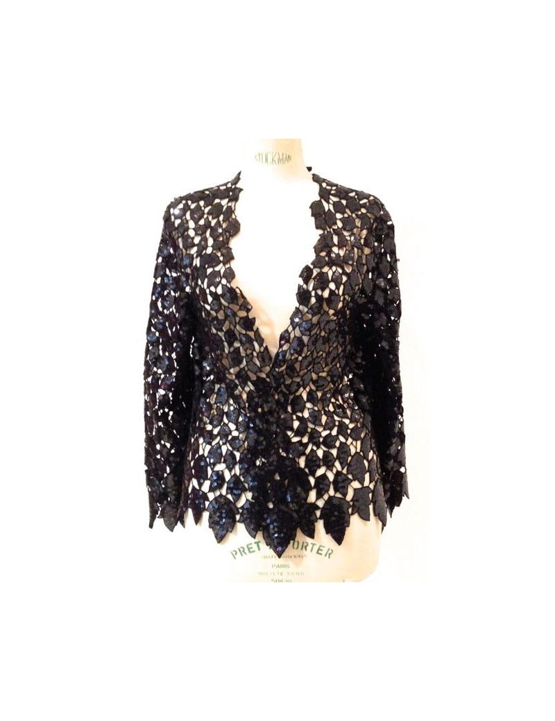 Gilet CHANEL en dentelle à sequins T 36