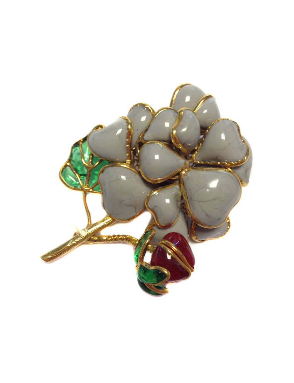 Broche Camelia sur tige MARGUERITE DE VALOIS
