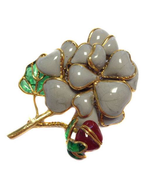 Broche Camelia sur tige MARGUERITE DE VALOIS