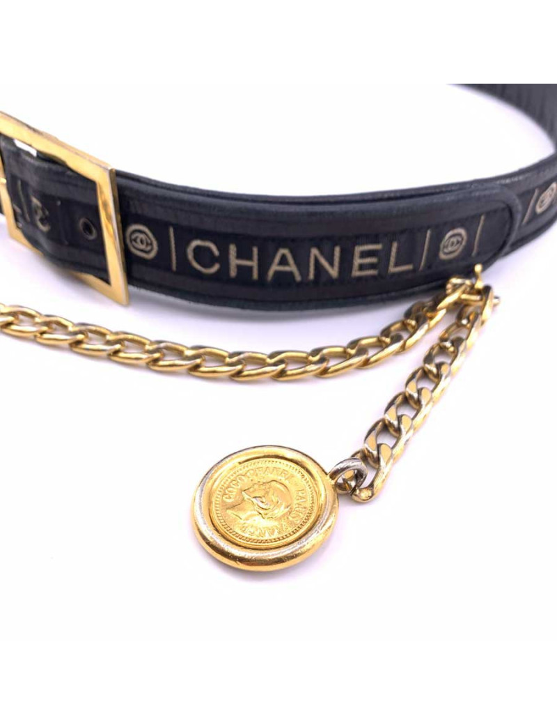 Ceinture vintage logo CHANEL noir