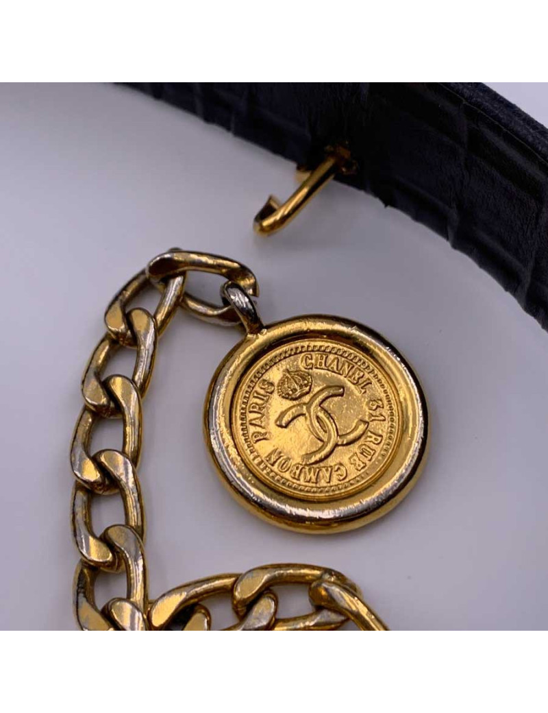 Ceinture vintage logo CHANEL noir