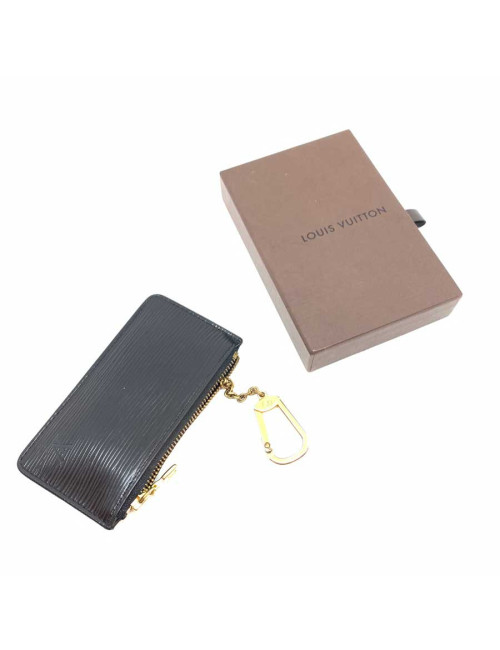 Porte clé LOUIS VUITTON cuir épi noir 