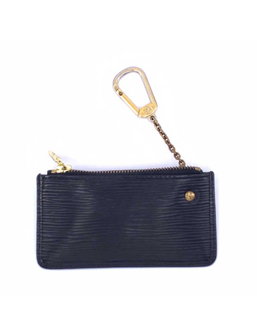 Porte clé LOUIS VUITTON cuir épi noir 