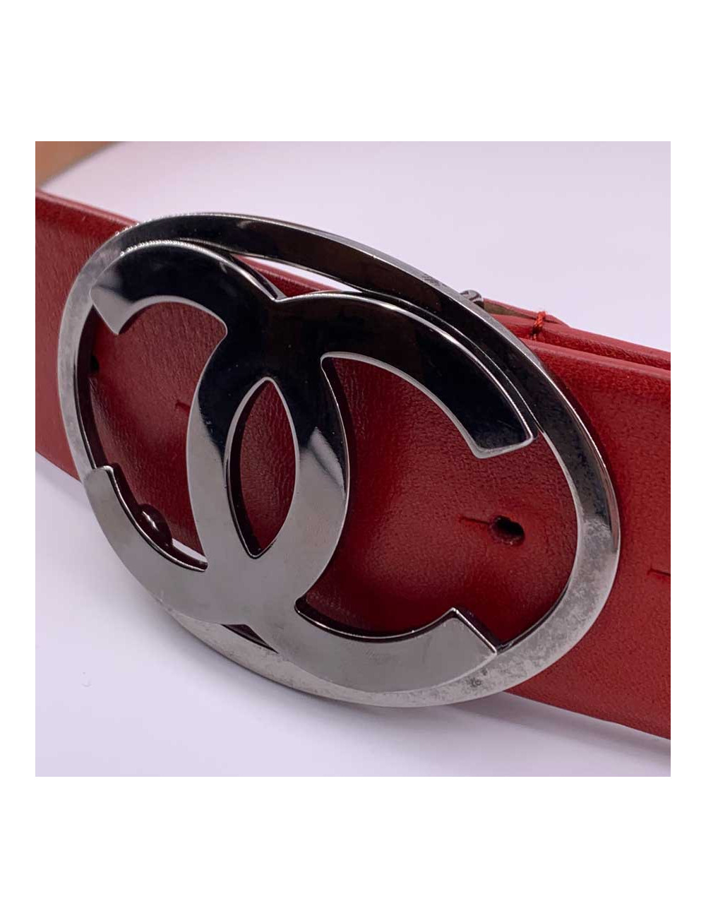 Ceinture cuir rouge CHANEL