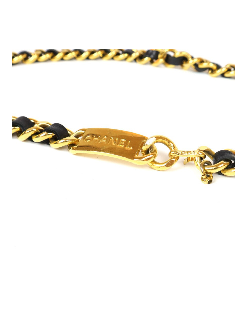 Ceinture CHANEL vintage cuir et métal 