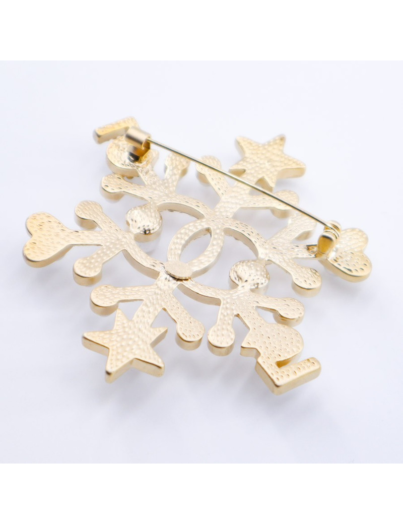 Broche CHANEL 5 dorée en strass et perles nacrées