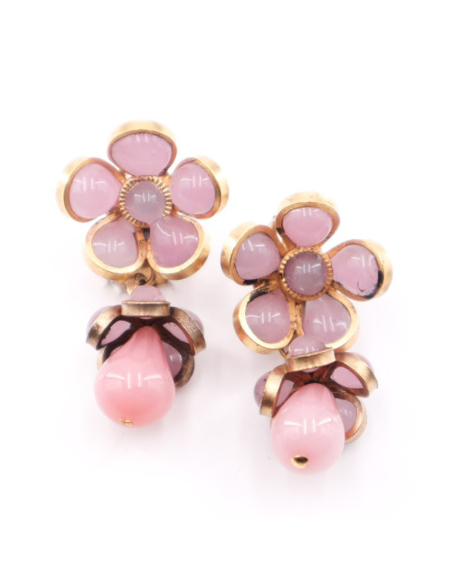 Boucles d'oreille clips MARGUERITE DE VALOIS roses