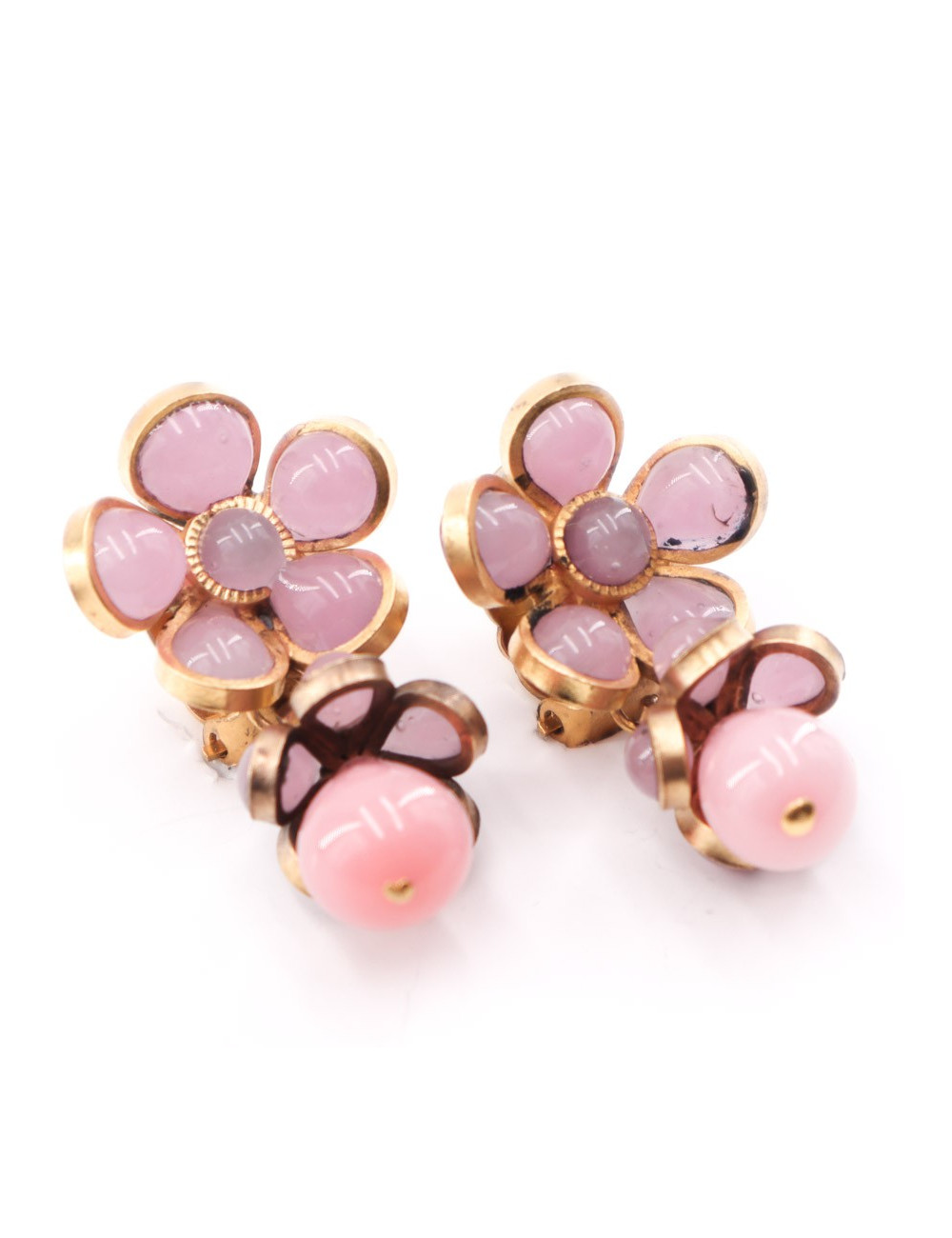 Boucles d'oreille clips MARGUERITE DE VALOIS roses