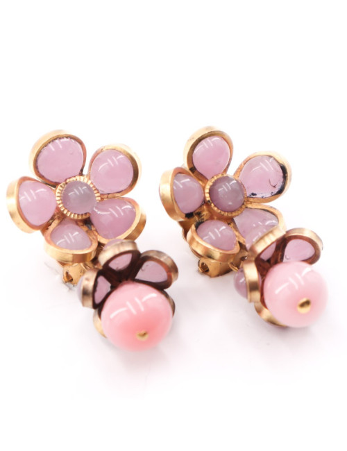 Boucles d'oreille clips MARGUERITE DE VALOIS roses