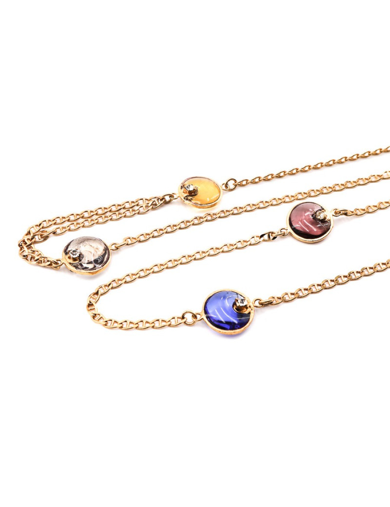 Sautoir Marguerite de VALOIS pâte de verre multicolore