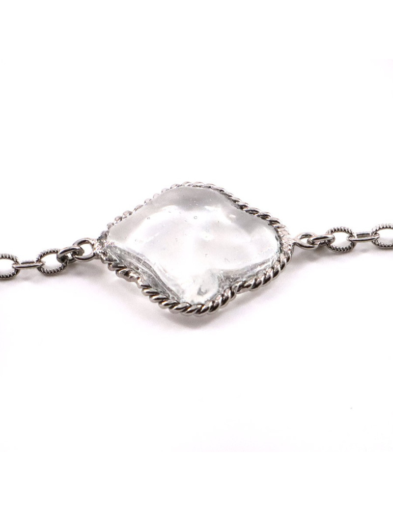 MARGUERITE DE VALOIS Bracelet vintage pâte de verre transparente