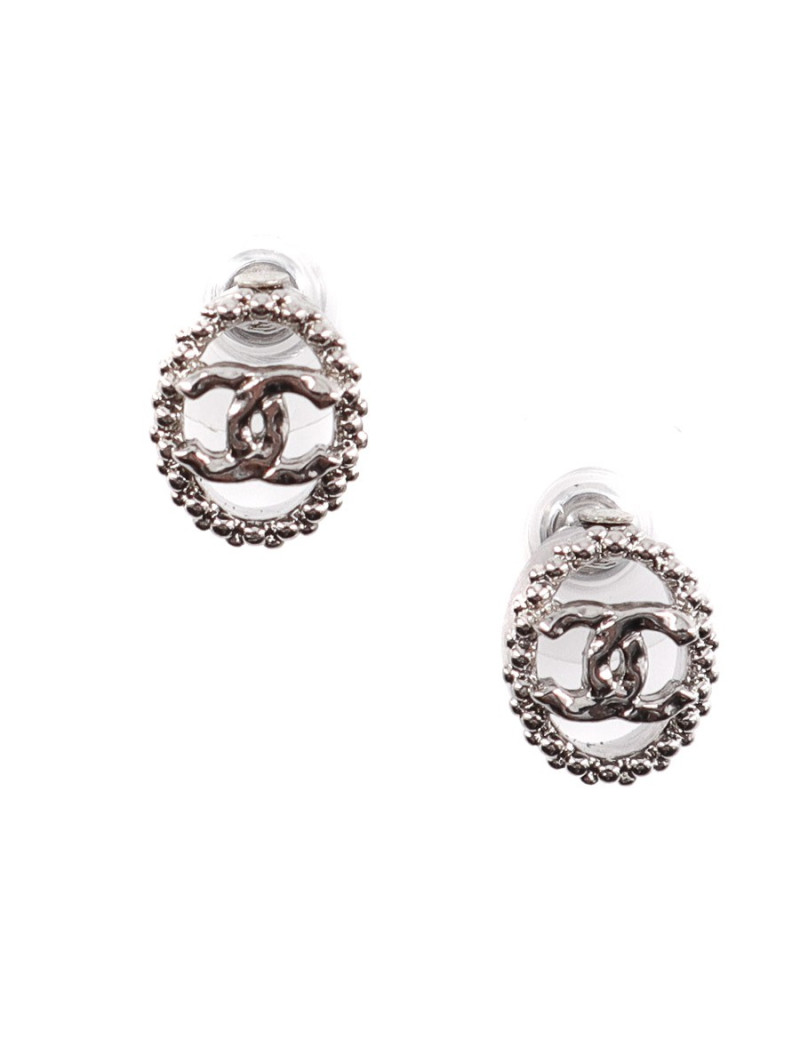 Boucles d'oreille clous CHANEL argent