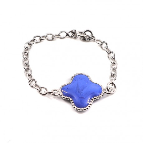 MARGUERITE DE VALOIS Bracelet trèfle bleu
