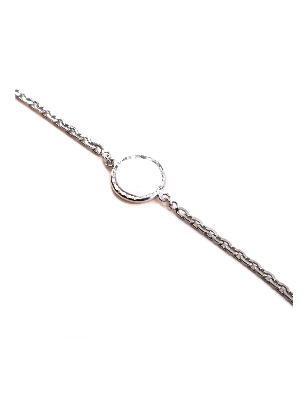 MARGUERITE DE VALOIS Bracelet chaîne et pâte de verre blanche