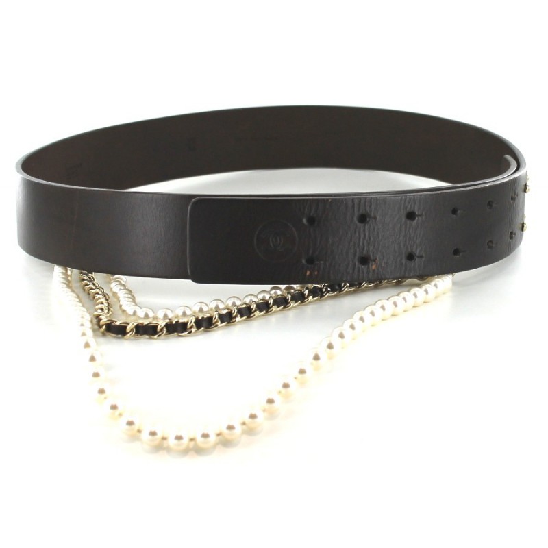 Chanel an elastic black leather and metal belt 2019 size 8032   Bukowskis