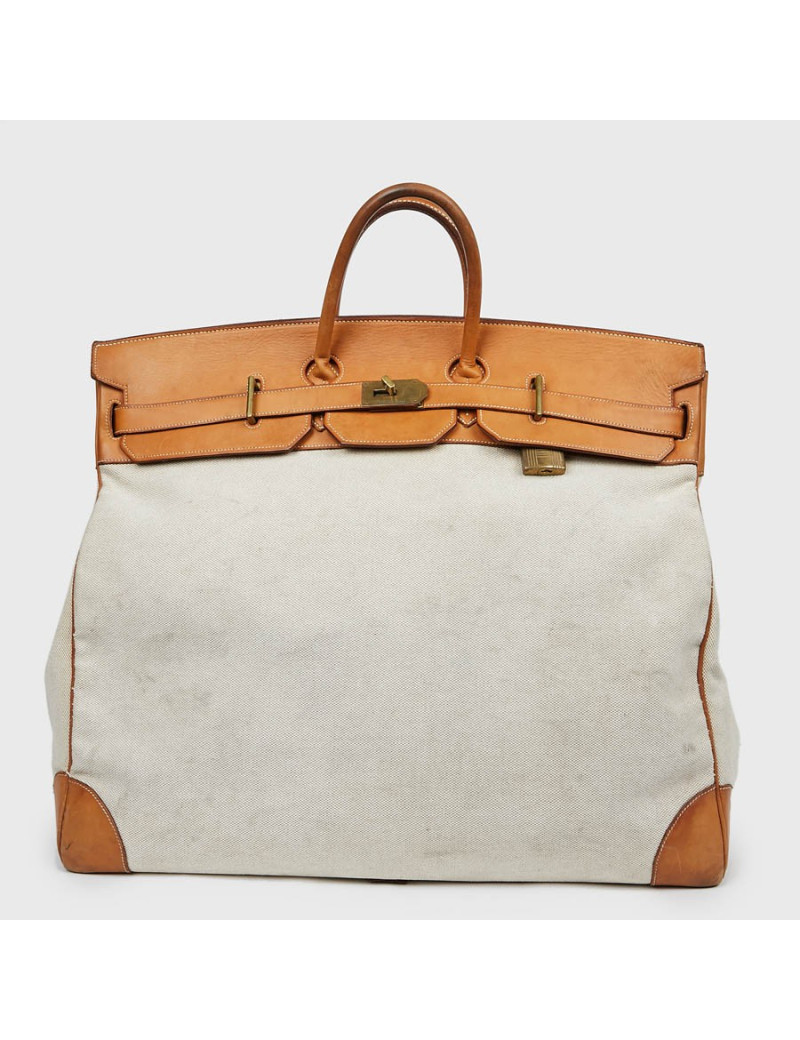 Haut à courroies HERMES toile et cuir