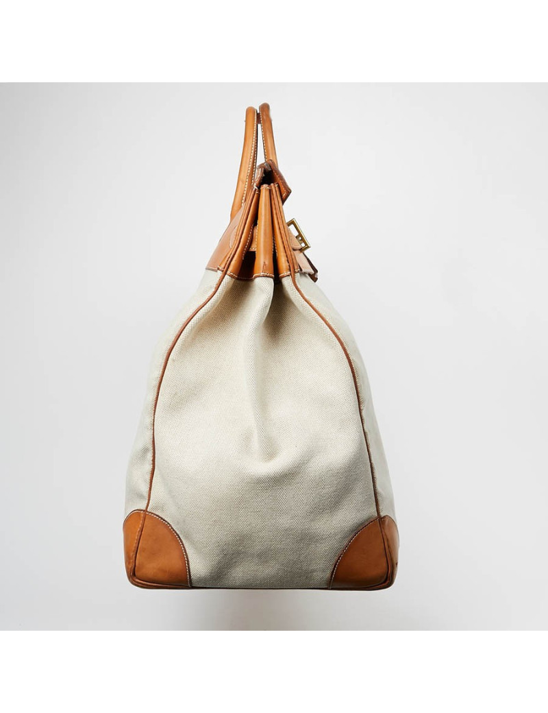 Haut à courroies HERMES toile et cuir