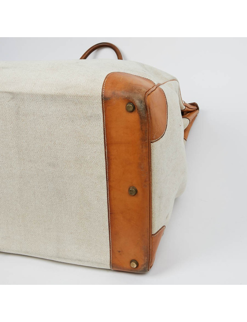 Haut à courroies HERMES toile et cuir