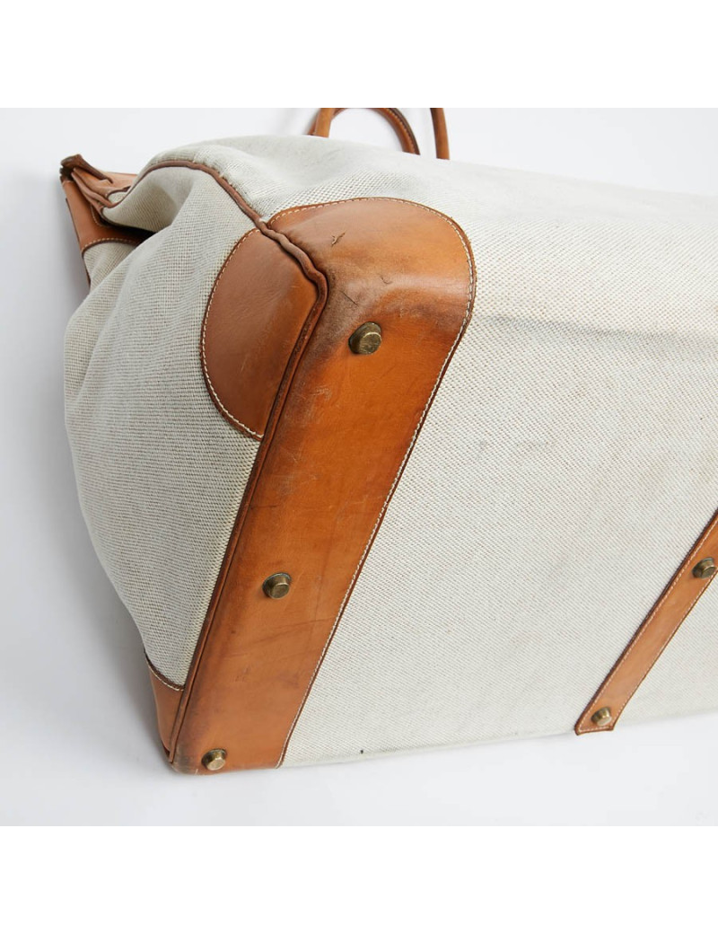 Haut à courroies HERMES toile et cuir