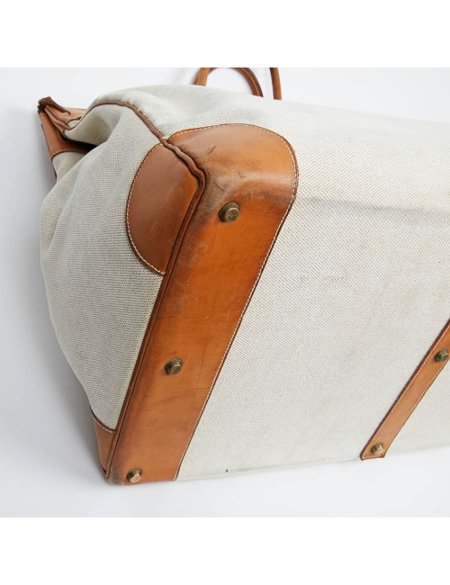 Haut à courroies HERMES toile et cuir