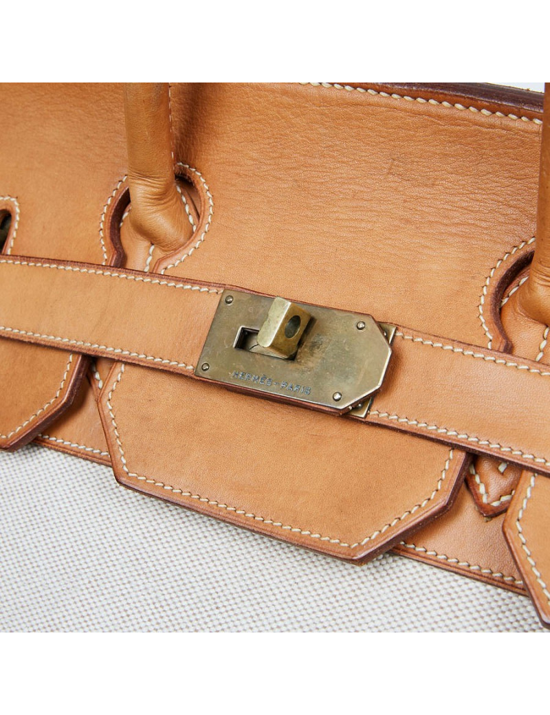 Haut à courroies HERMES toile et cuir