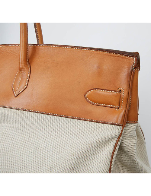 Haut à courroies HERMES toile et cuir